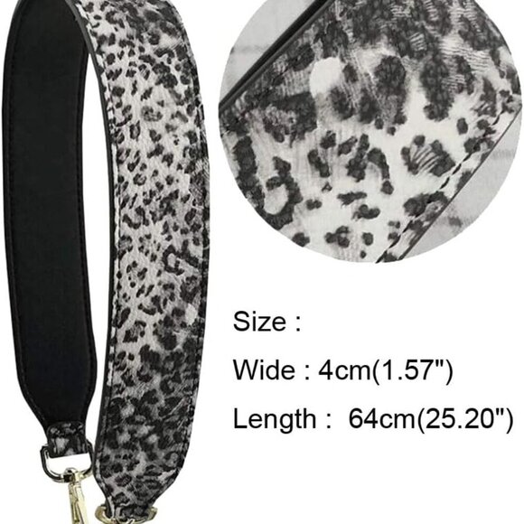 Purse Strap Replacement PU Leather Shoulder Bag Handbag Strap Black Leopard - Picture 2 of 6
